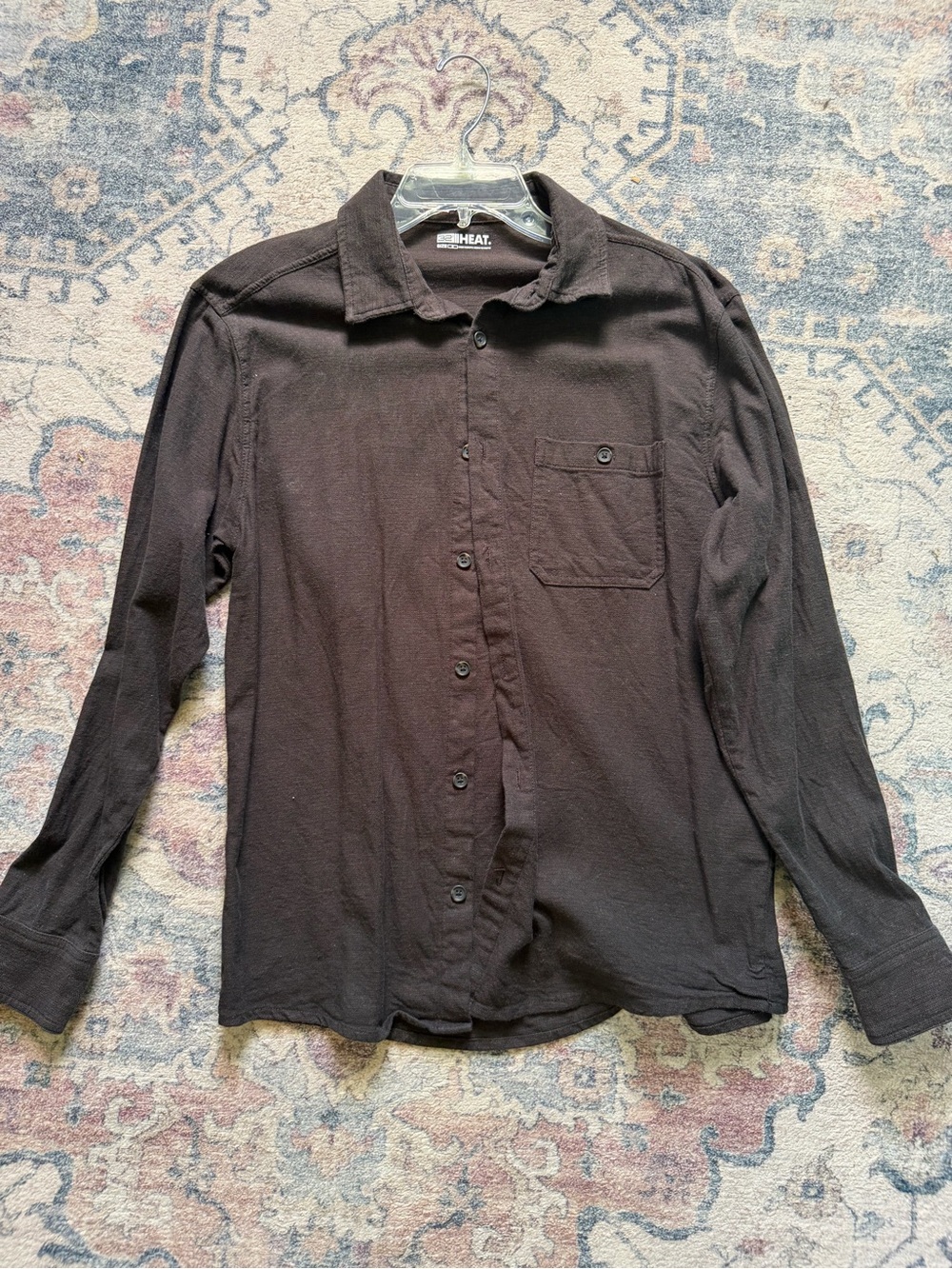 Brown 32 Degrees Long-Sleeve Casual Button-Down Shirt